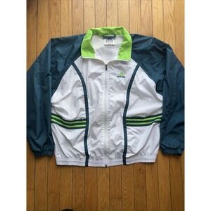 90s Y2K ADIDAS‎ Men's Windbreaker Track Jacket Lime Teal LARGE